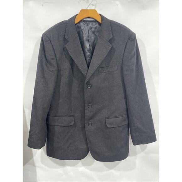 Cashmere Sport Coat Men 38S Black Silk Lining 3 Button Emanuel Couture Stitching - Picture 1 of 12